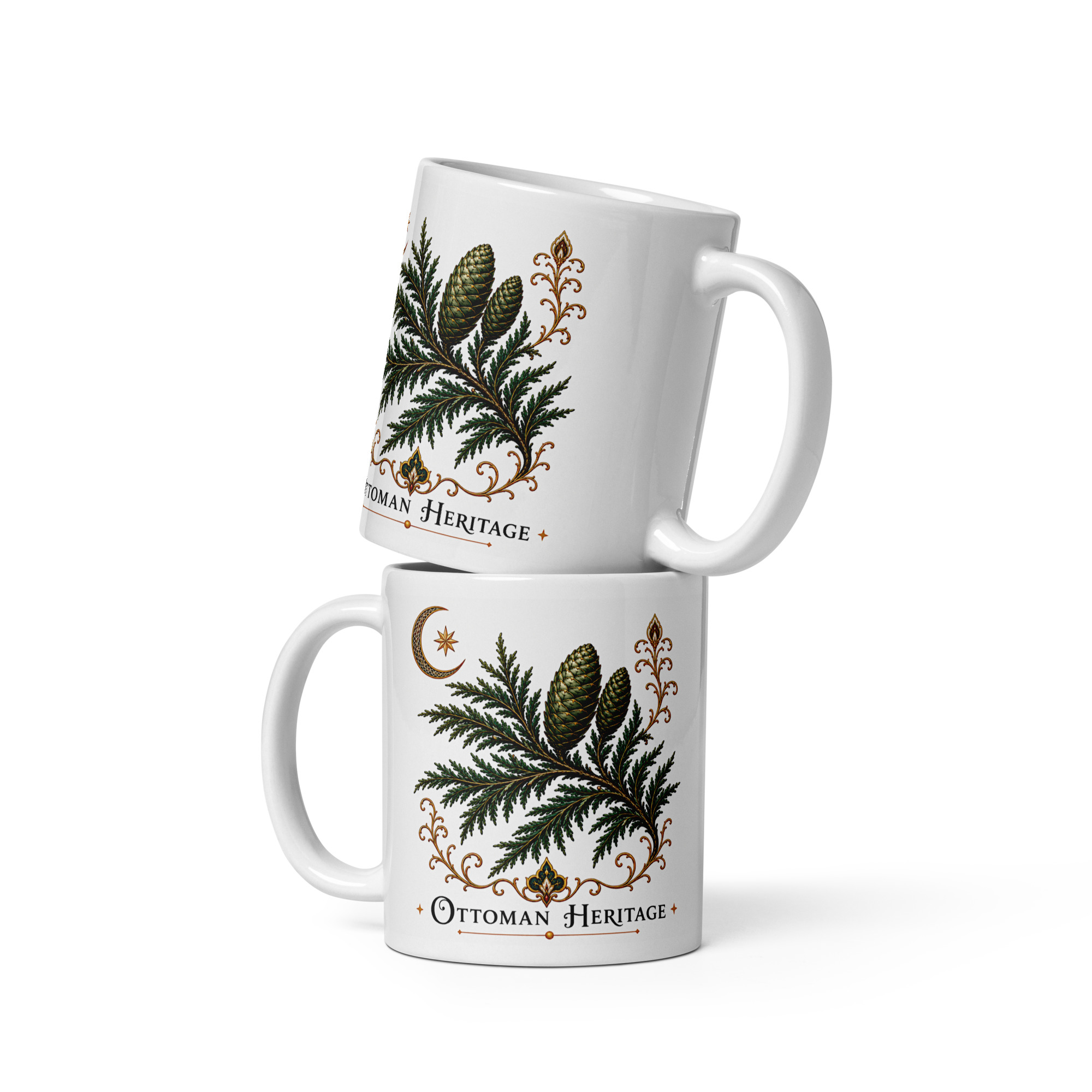 Kaffeetasse „Ottoman Heritage – Zedern Anatoliens“ – Naturmotiv mit osmanisch inspirierter Ornamentik
