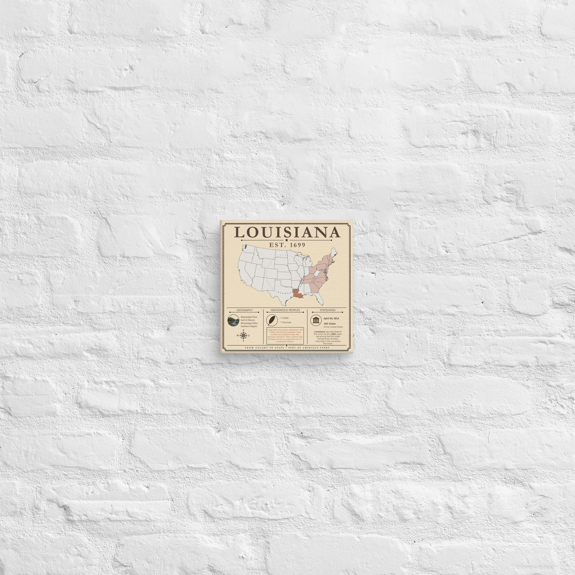 Louisiana – 18. Bundesstaat der USA | Historisches Keilrahmenbild