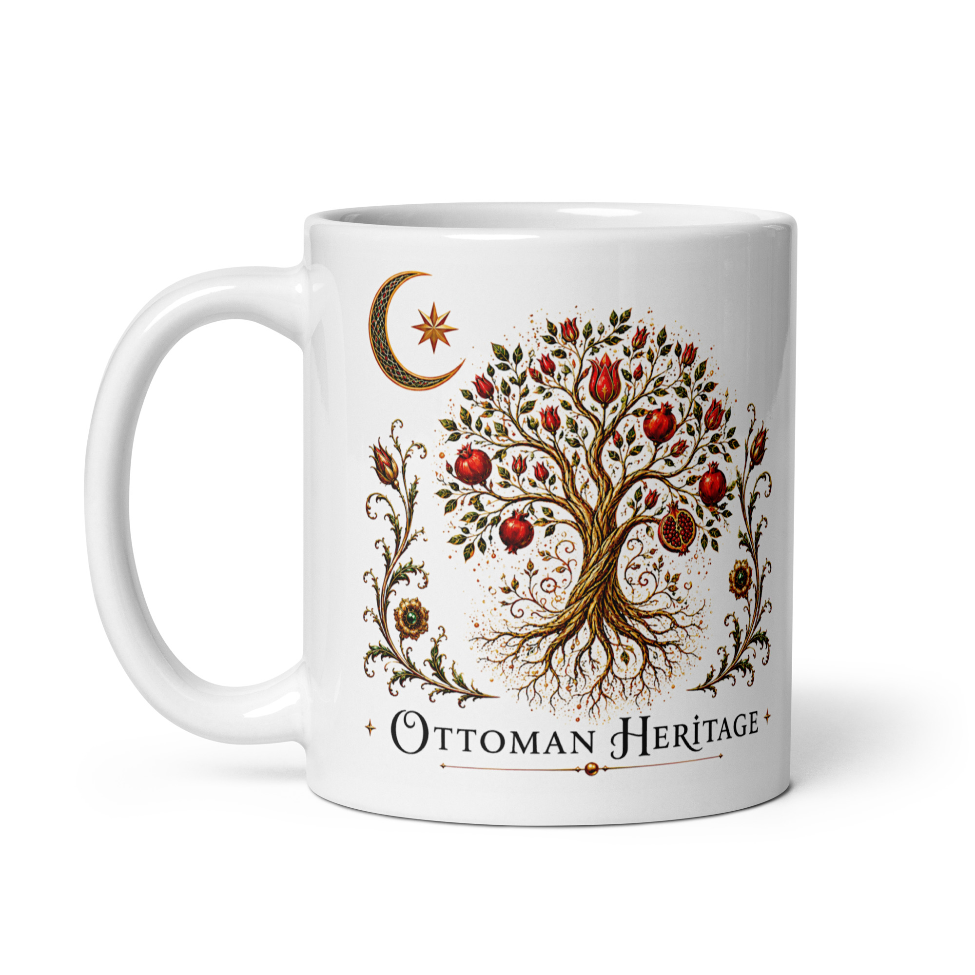 Kaffeetasse „Ottoman Heritage – Granatapfelbaum“ – Osmanisch inspiriertes Kunstmotiv
