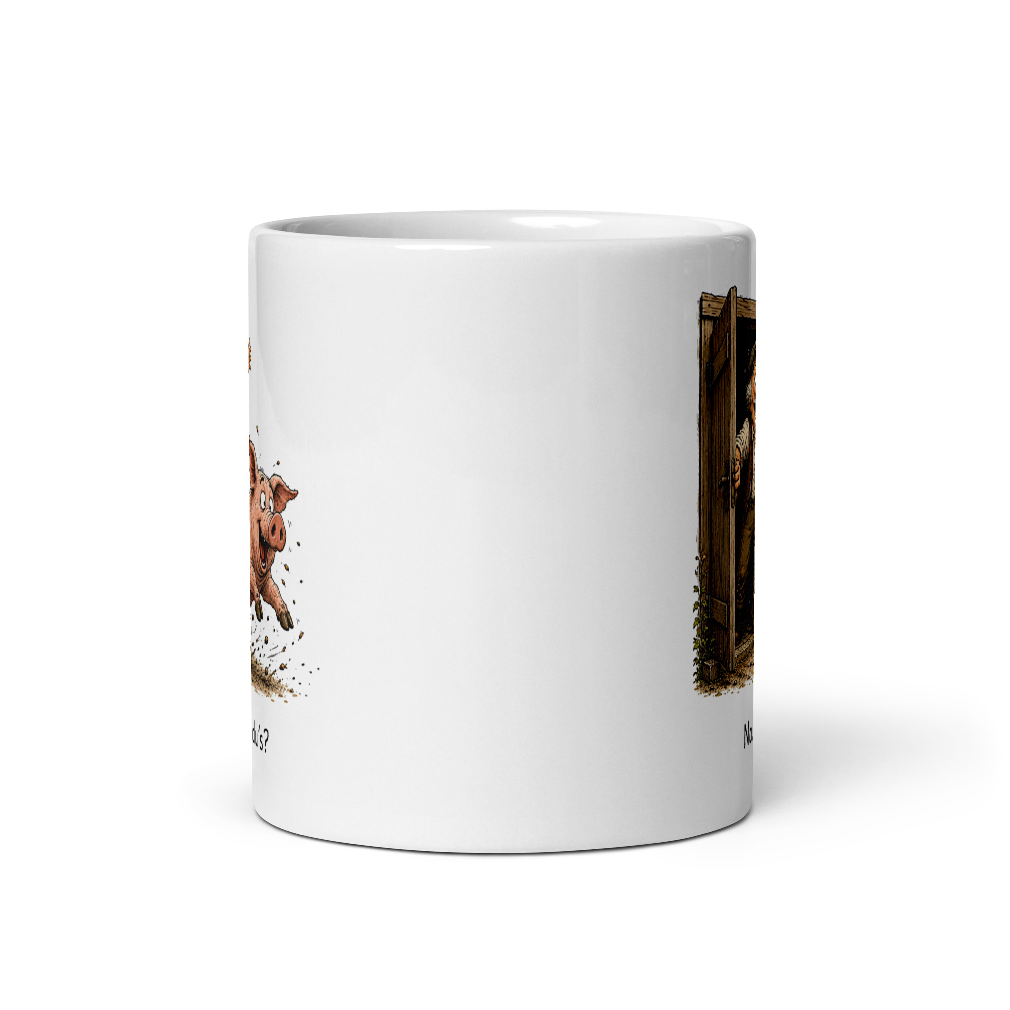 Kaffeetasse „Na, errätst du’s? – Die Sau rauslassen“