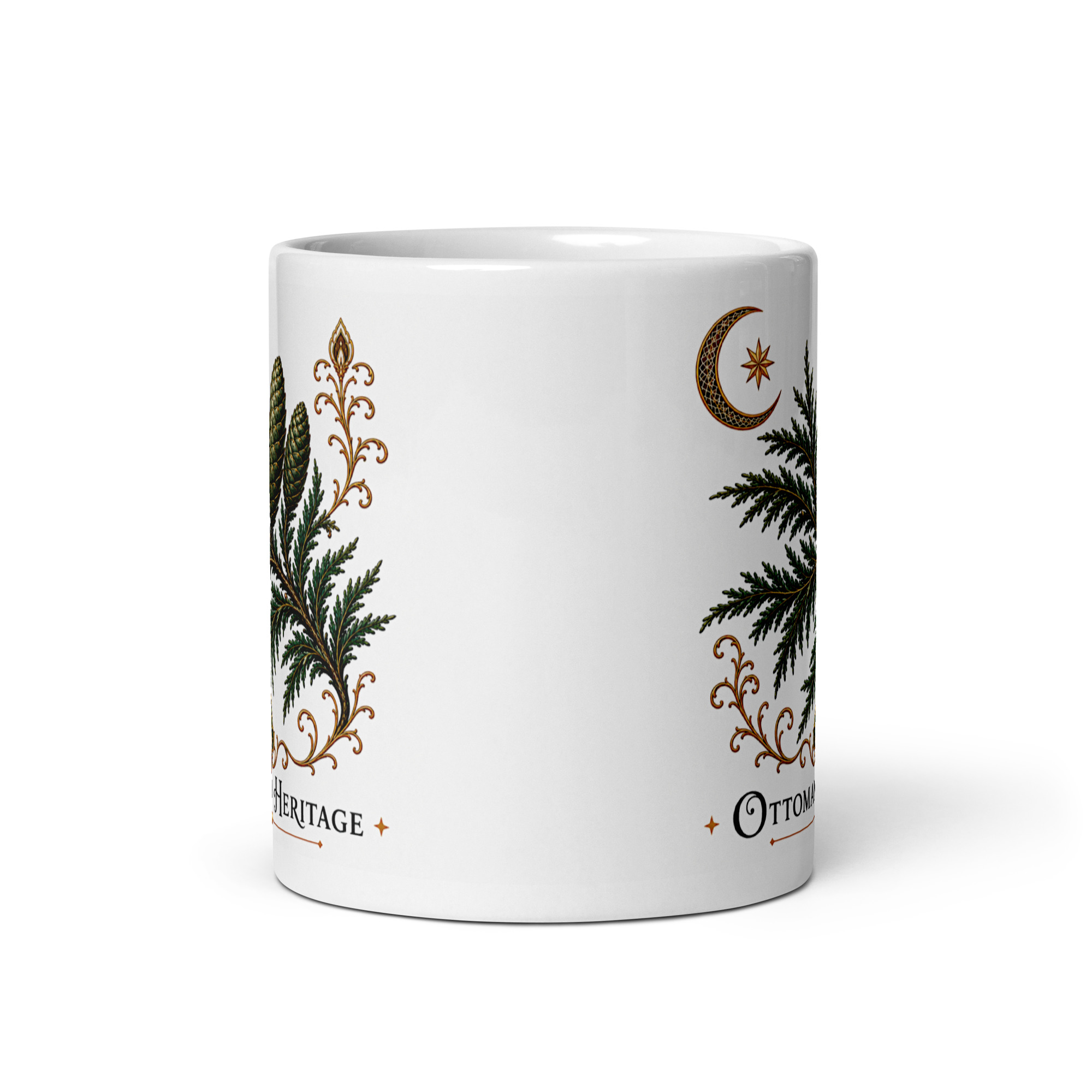 Kaffeetasse „Ottoman Heritage – Zedern Anatoliens“ – Naturmotiv mit osmanisch inspirierter Ornamentik