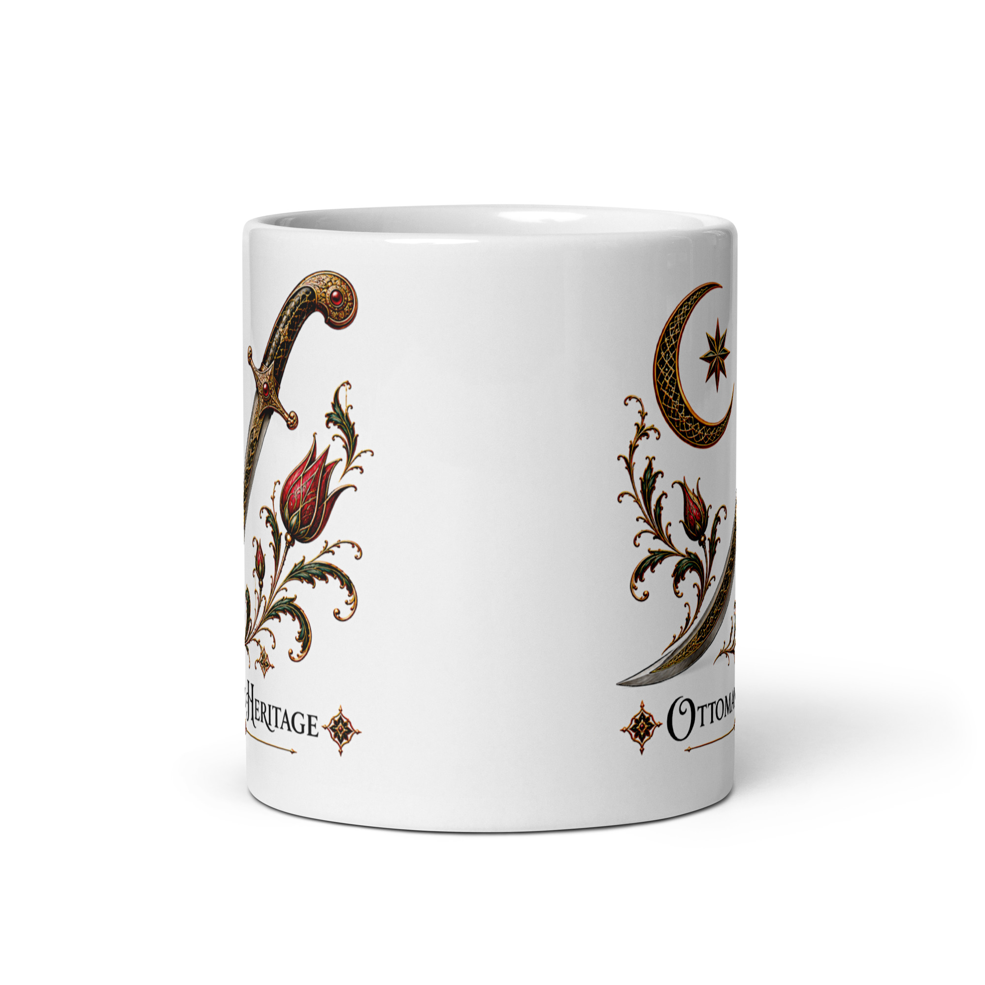 Kaffeetasse „Ottoman Heritage – Osmanischer Säbel“ – Osmanisch inspiriertes Kunstmotiv historischer Waffenkunst
