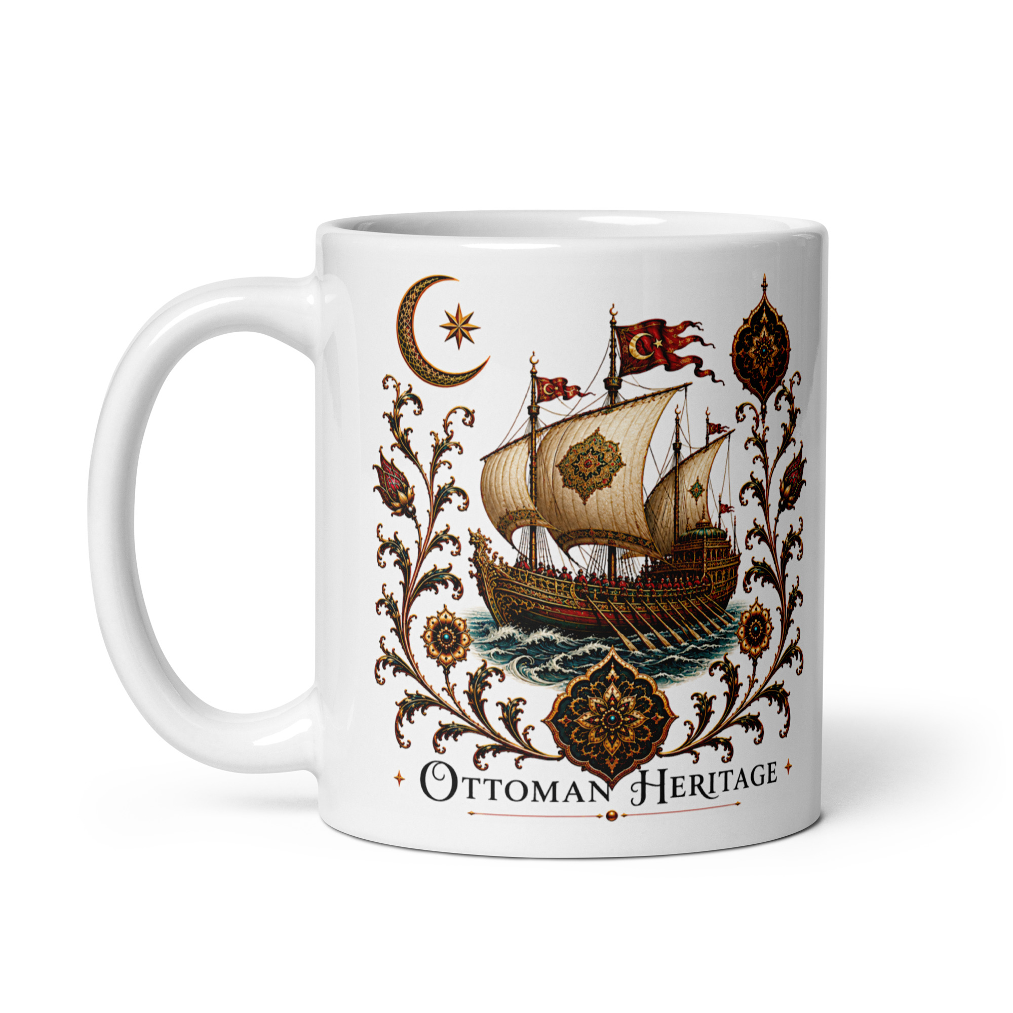 Kaffeetasse „Ottoman Heritage – Osmanische Galeere“ – Osmanisch inspiriertes Kunstmotiv der historischen Seefahrt