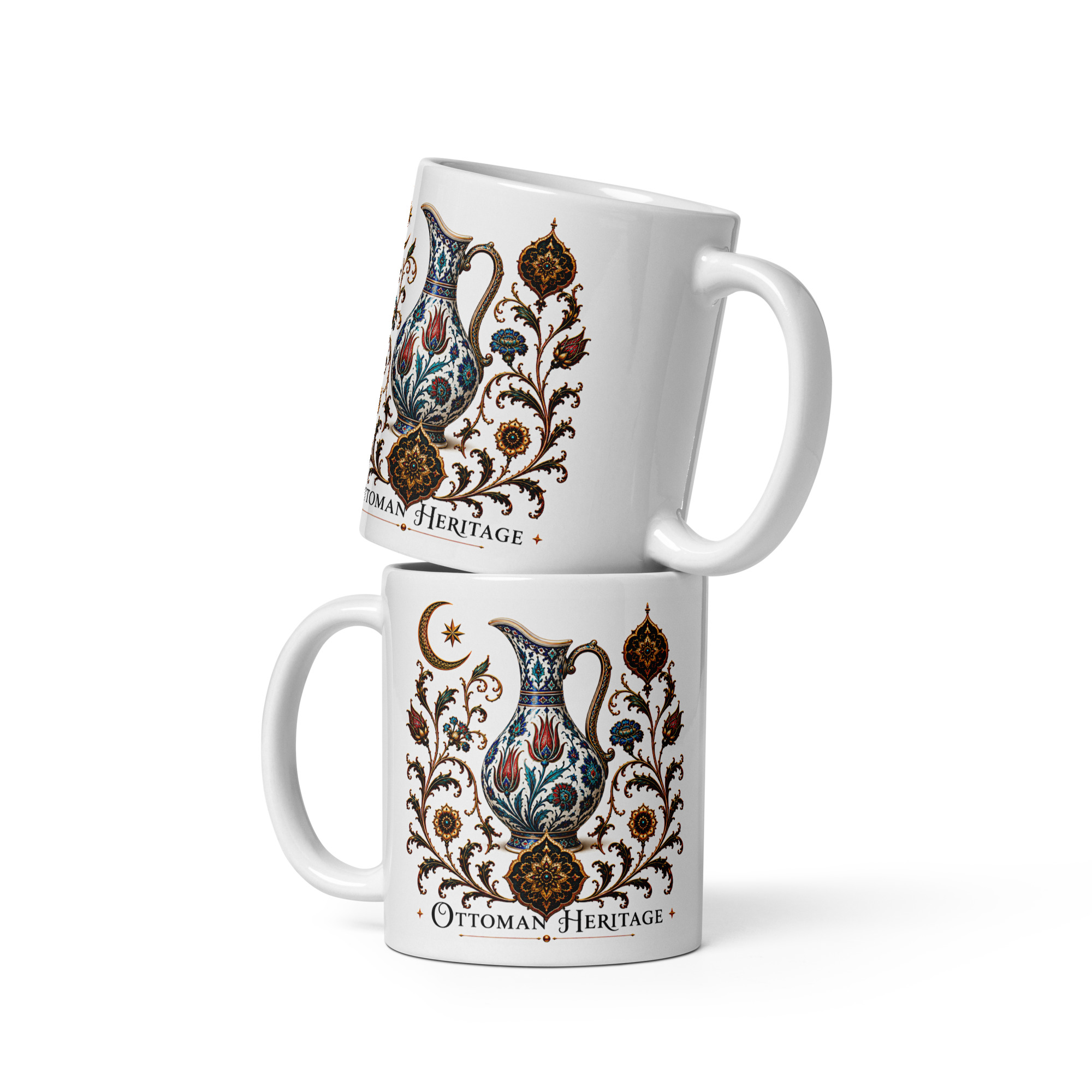 Kaffeetasse „Ottoman Heritage – İznik-Keramikkunst“ – Osmanisch inspiriertes Kunstmotiv mit Tulpen und floralem Dekor