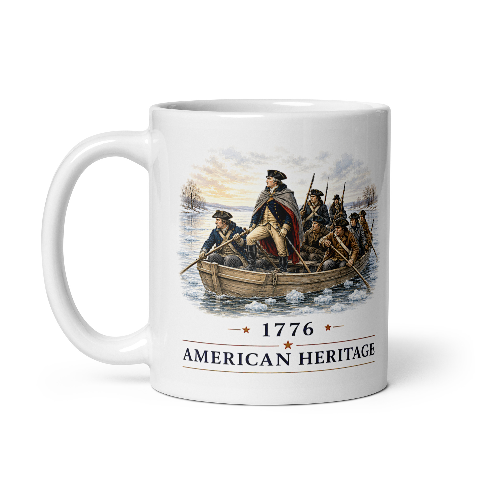 Kaffeetasse „American Heritage – Washington überquert den Delaware 1776“ – Ein Wendepunkt der Amerikanischen Revolution