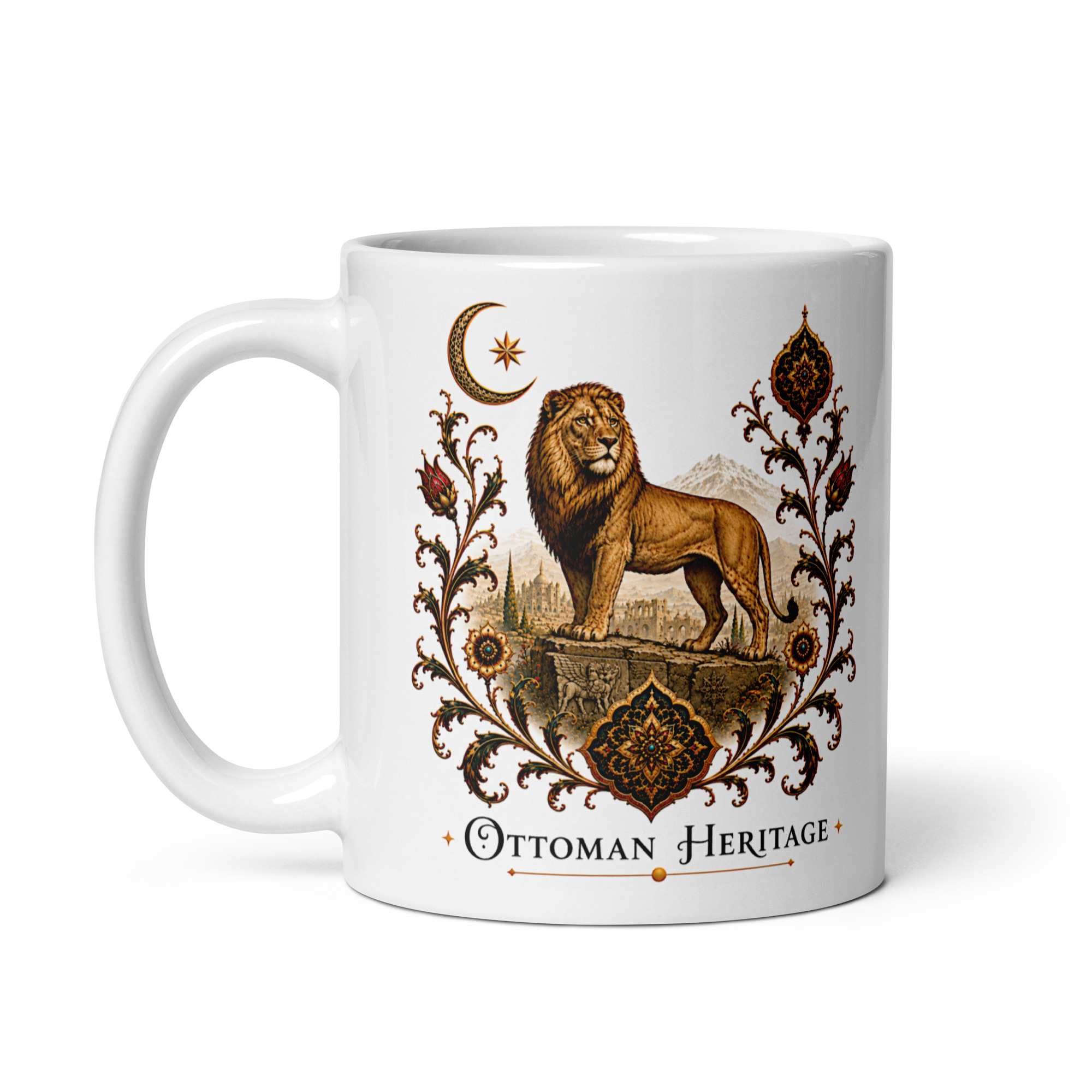 Kaffeetasse „Ottoman Heritage – Löwe Anatoliens“ – Osmanisch inspiriertes Kunstmotiv mit majestätischem Löwen
