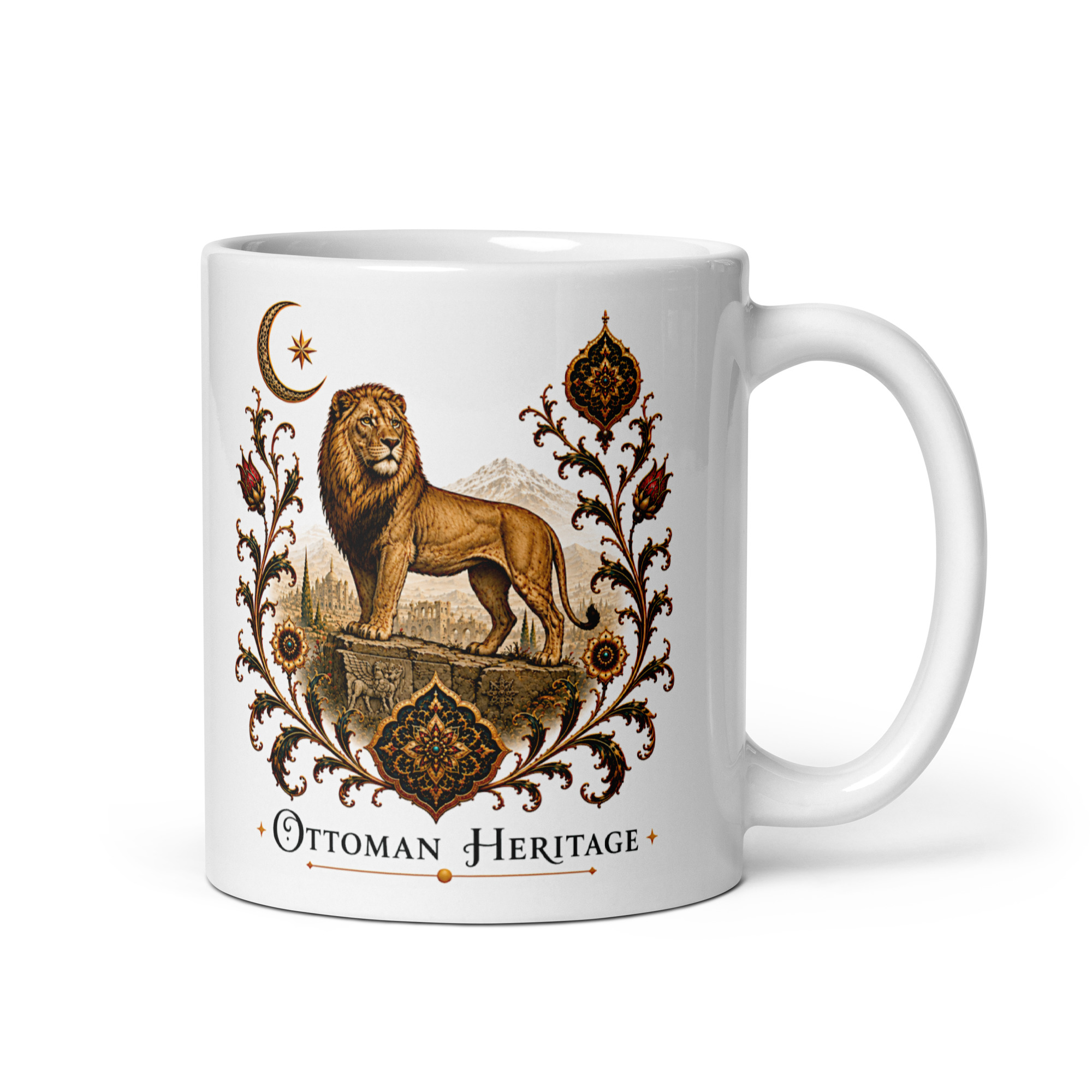 Kaffeetasse „Ottoman Heritage – Löwe Anatoliens“ – Osmanisch inspiriertes Kunstmotiv mit majestätischem Löwen