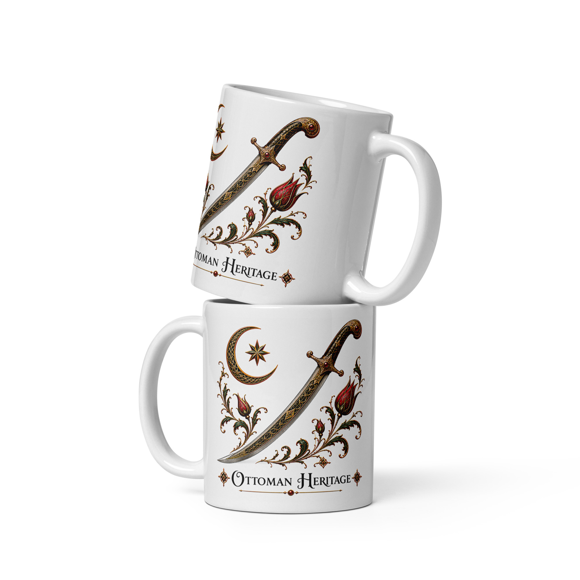 Kaffeetasse „Ottoman Heritage – Osmanischer Säbel“ – Osmanisch inspiriertes Kunstmotiv historischer Waffenkunst