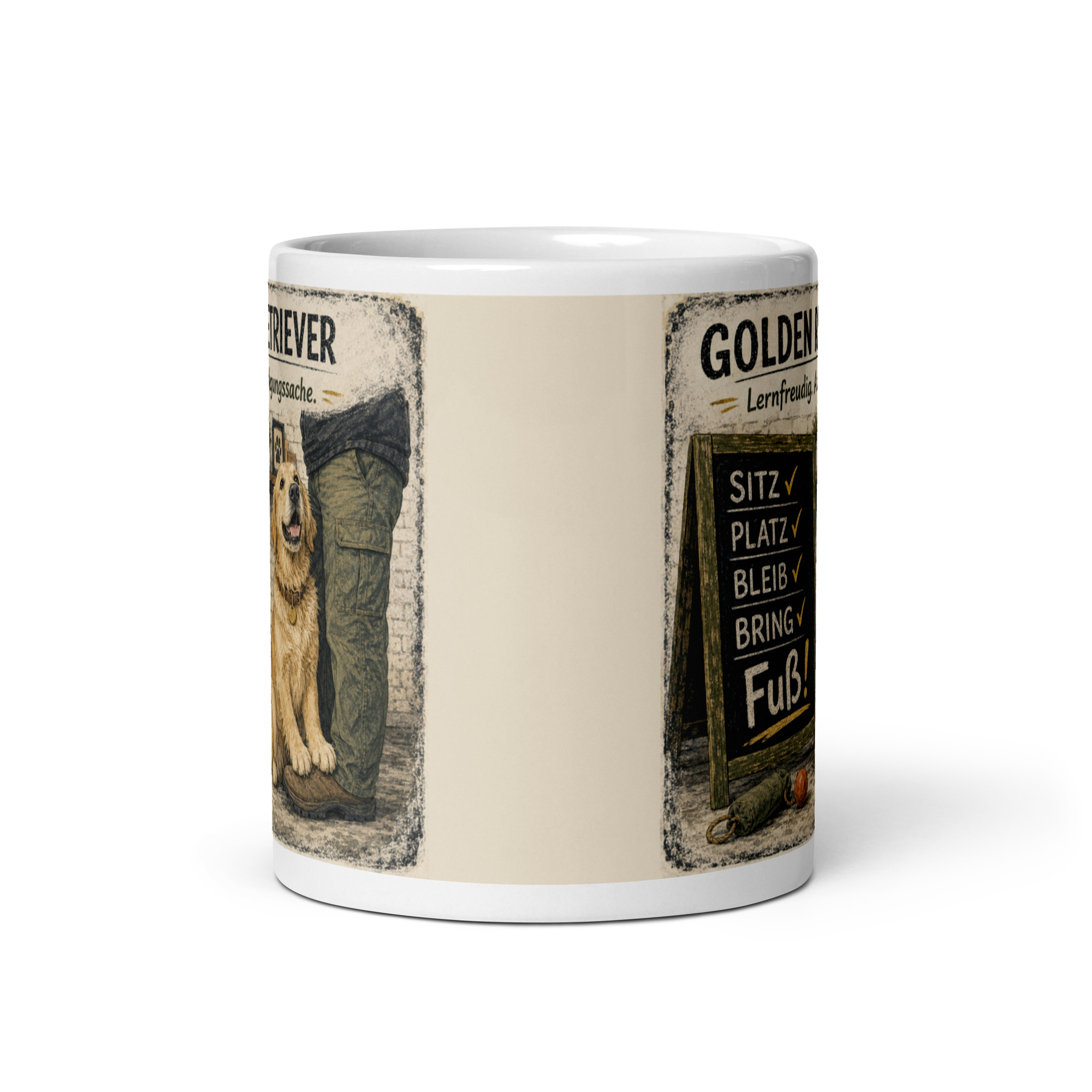 Golden-Retriever-Tasse "Lernfreudig. Auslegungssache" - Geschenk für Golden-Retrieverfans & Hundemenschen