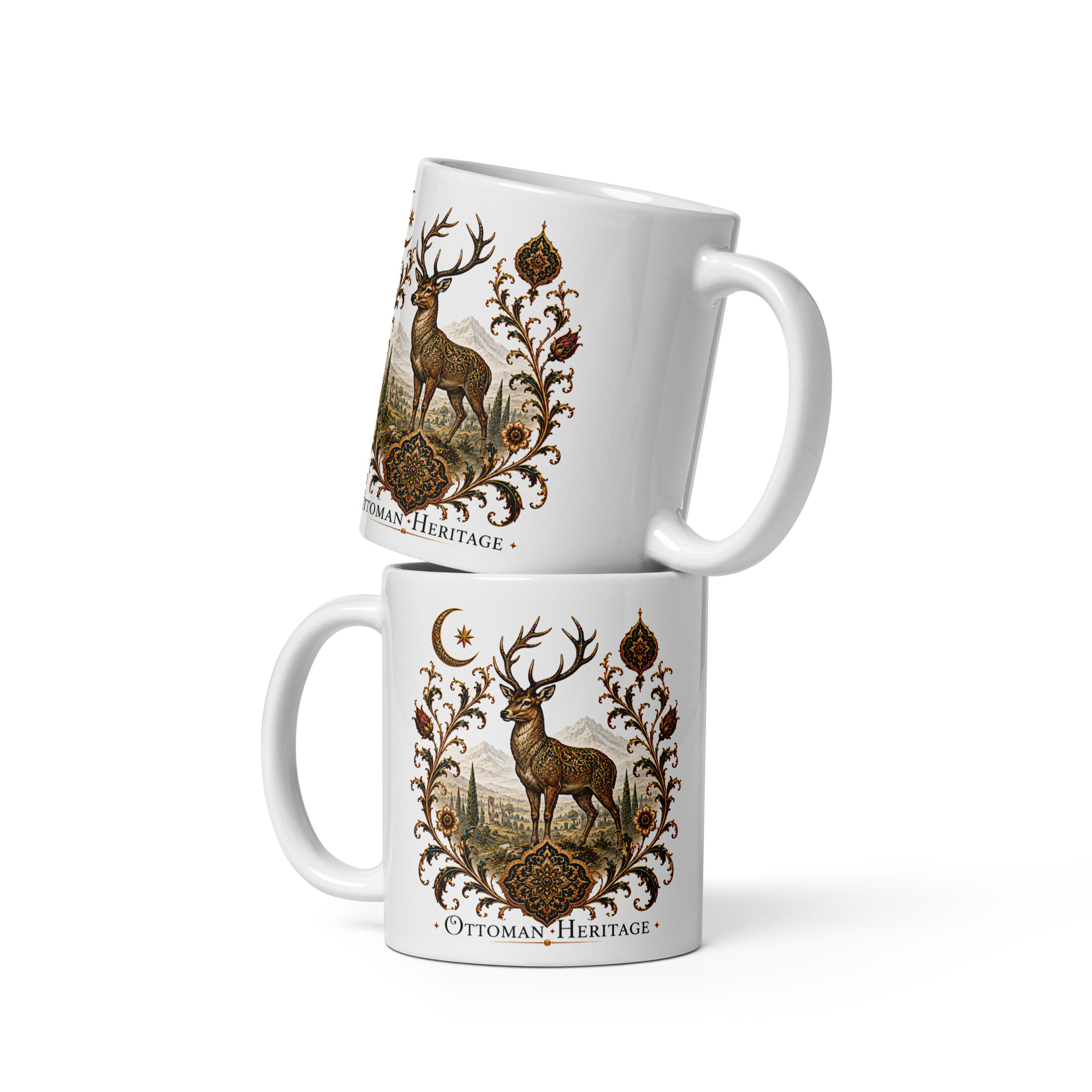 Kaffeetasse „Ottoman Heritage – Hirsch Anatoliens“ – Osmanisch inspiriertes Kunstmotiv