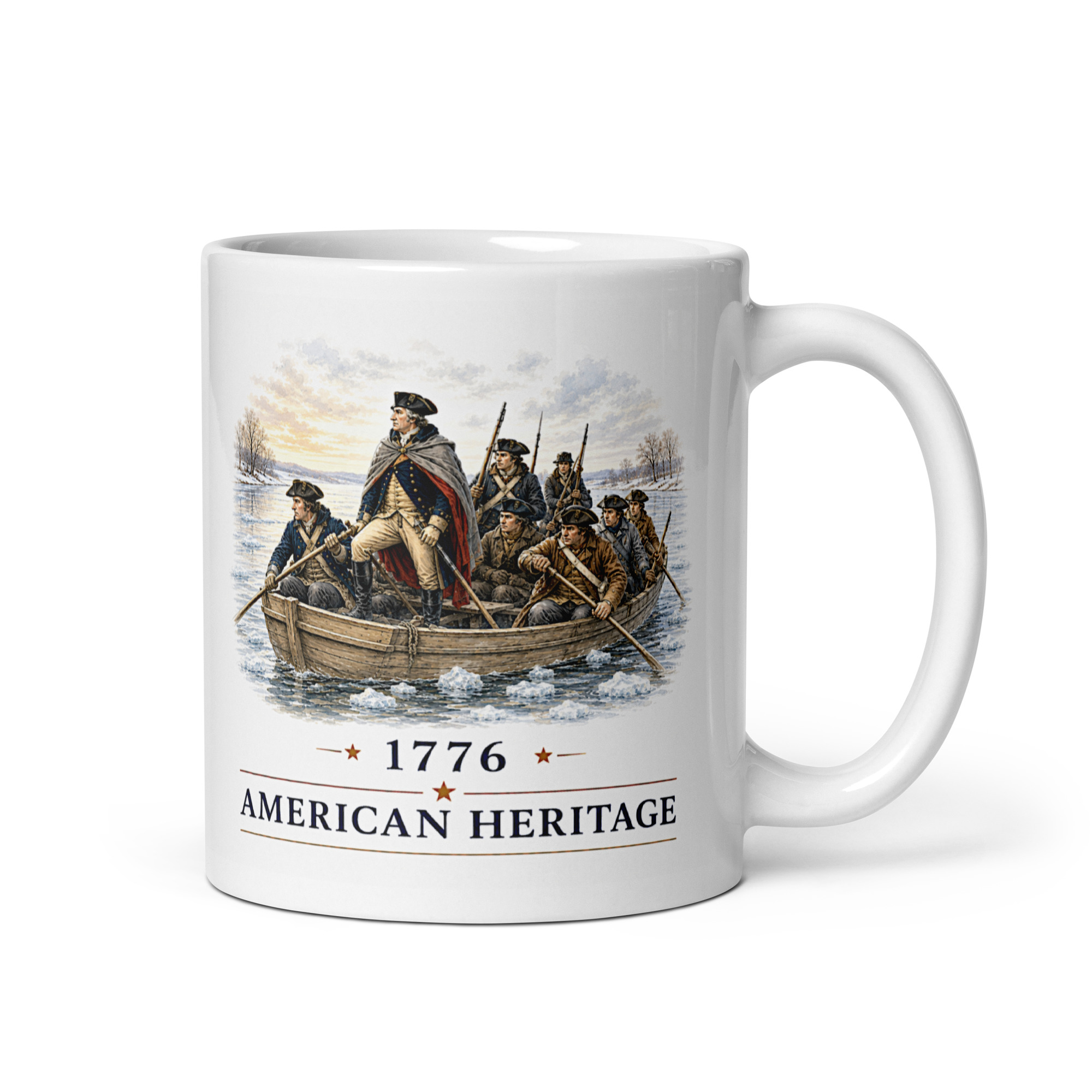 Kaffeetasse „American Heritage – Washington überquert den Delaware 1776“ – Ein Wendepunkt der Amerikanischen Revolution