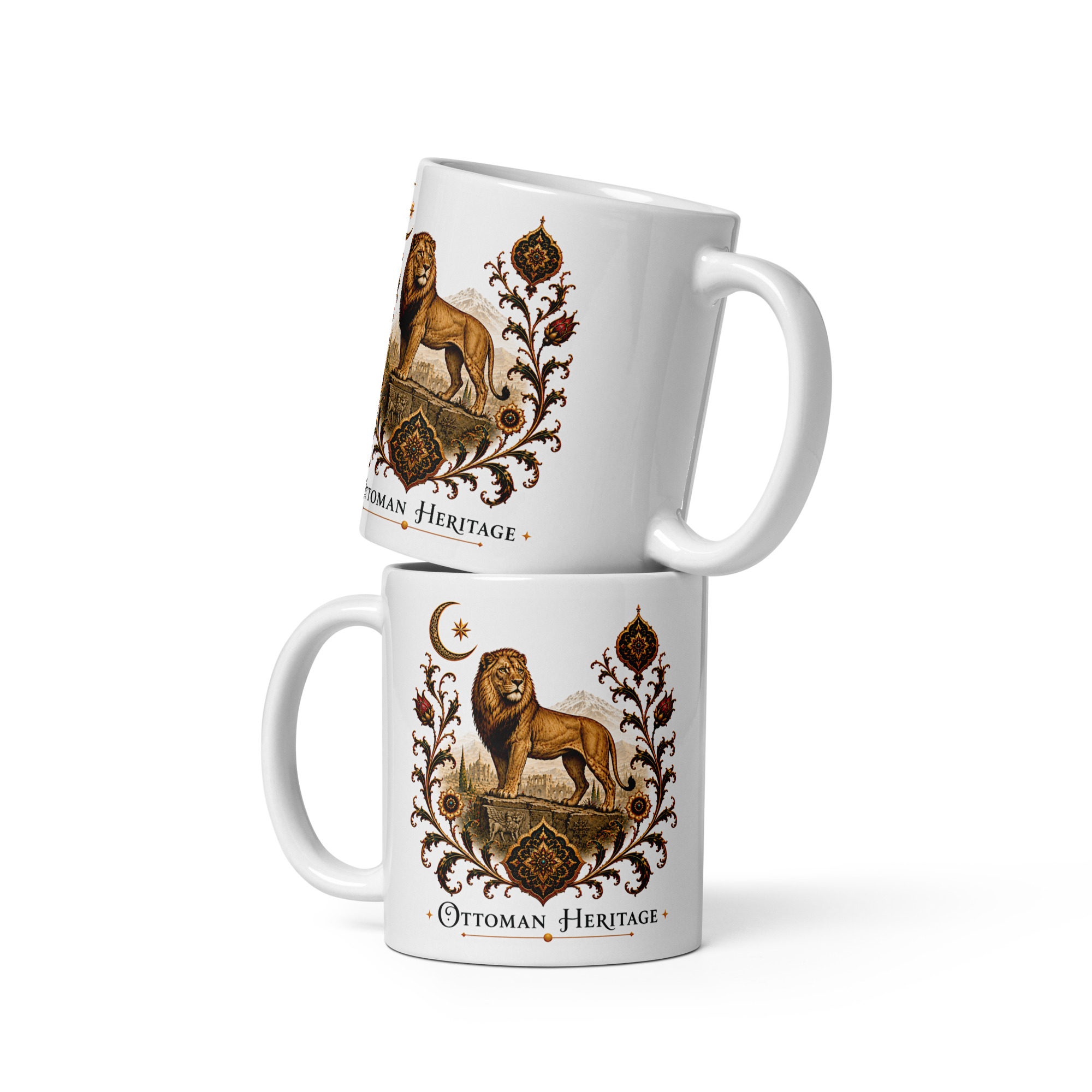 Kaffeetasse „Ottoman Heritage – Löwe Anatoliens“ – Osmanisch inspiriertes Kunstmotiv mit majestätischem Löwen