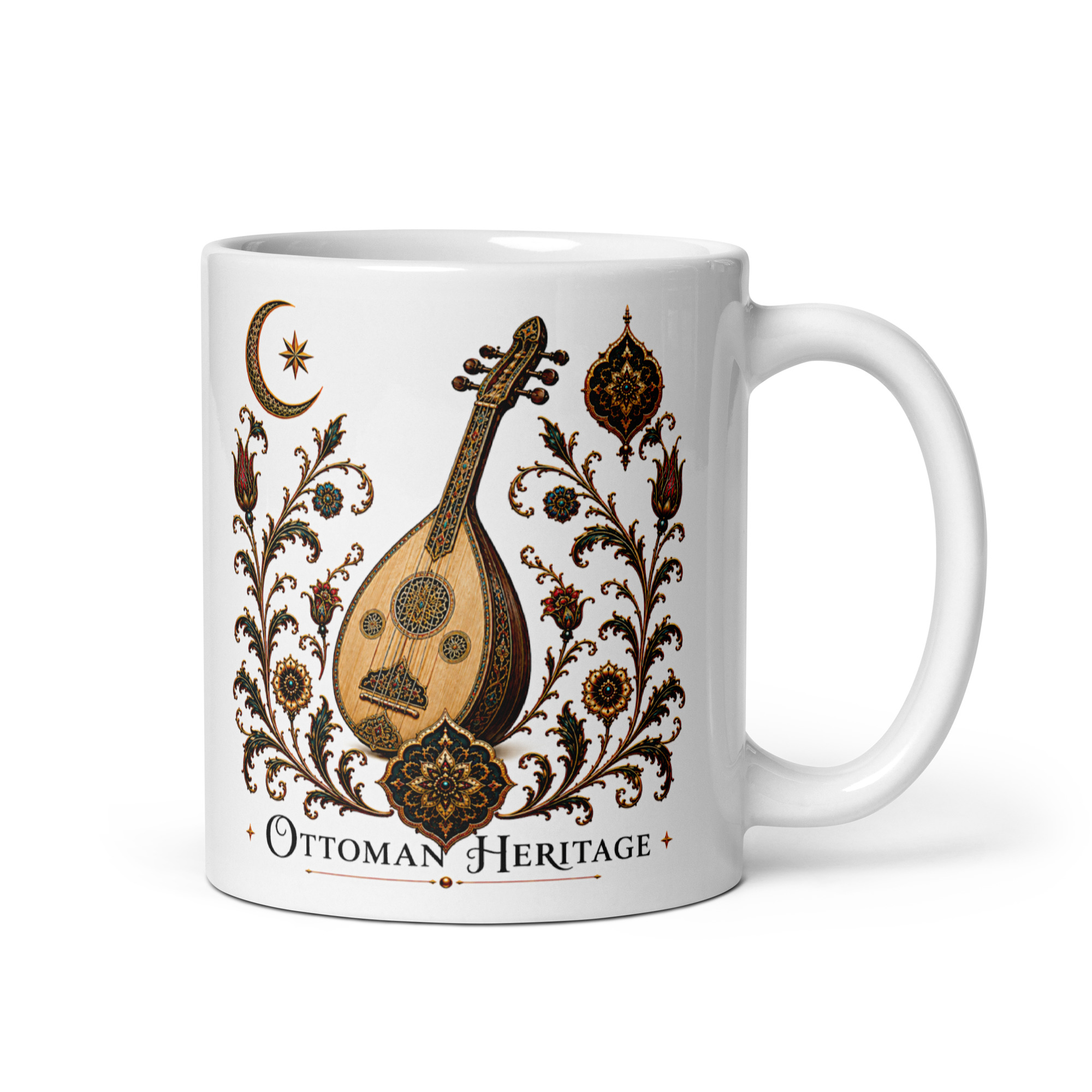 Kaffeetasse „Ottoman Heritage – Oud“ – Osmanisch inspiriertes Kunstmotiv zur musikalischen Tradition