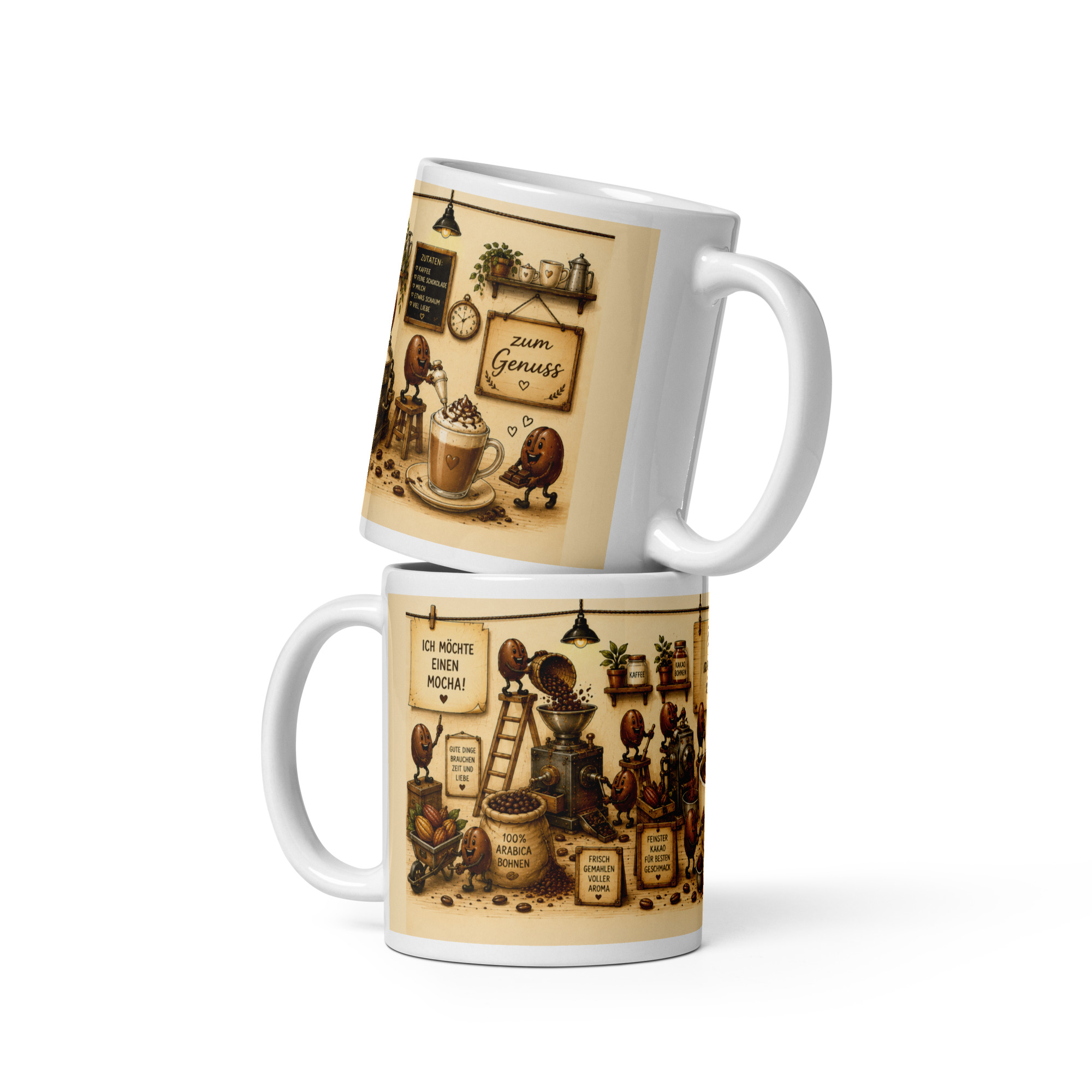 Kaffeetasse „Mocha – Wir arbeiten dran!“ – Panoramatasse mit Geschichte