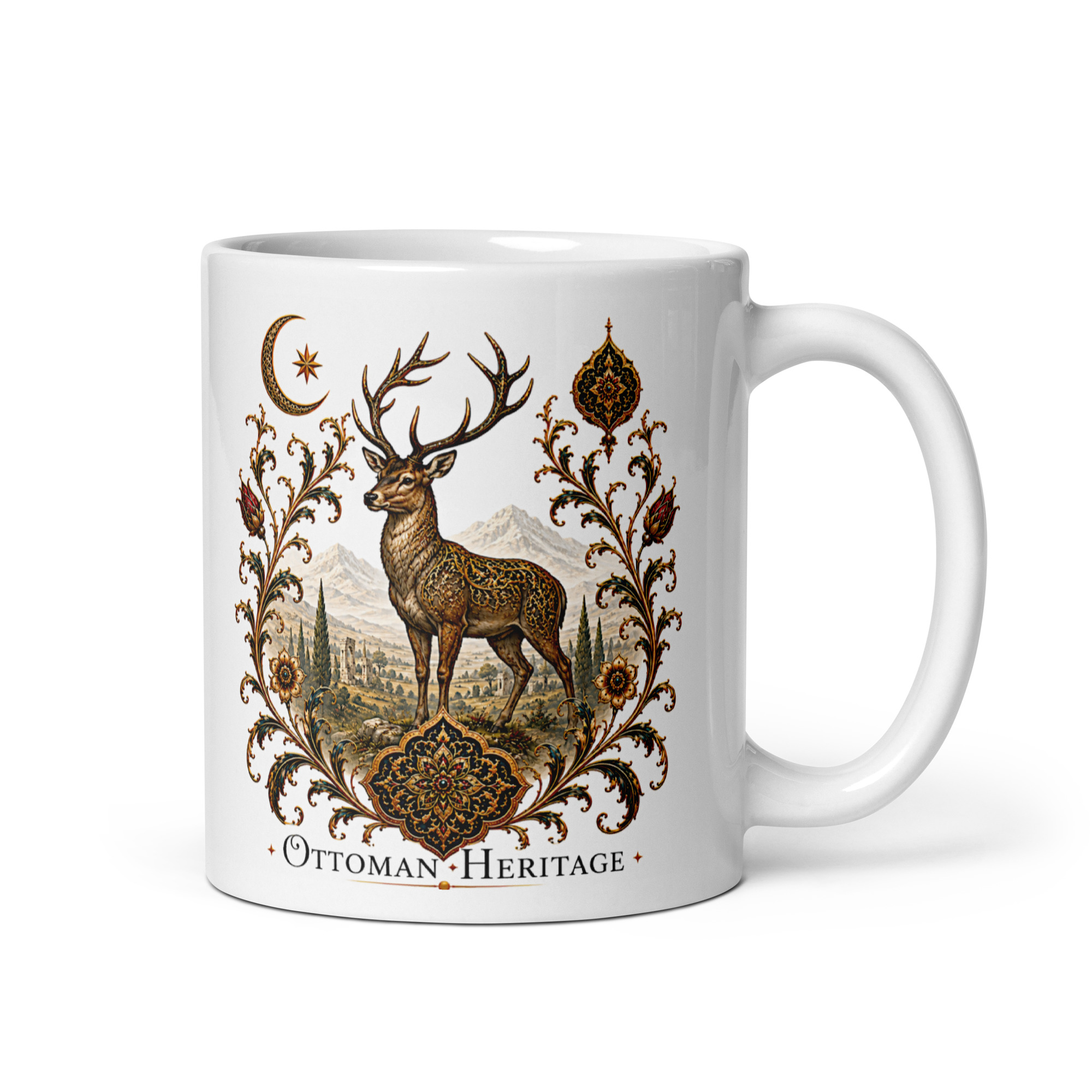 Kaffeetasse „Ottoman Heritage – Hirsch Anatoliens“ – Osmanisch inspiriertes Kunstmotiv