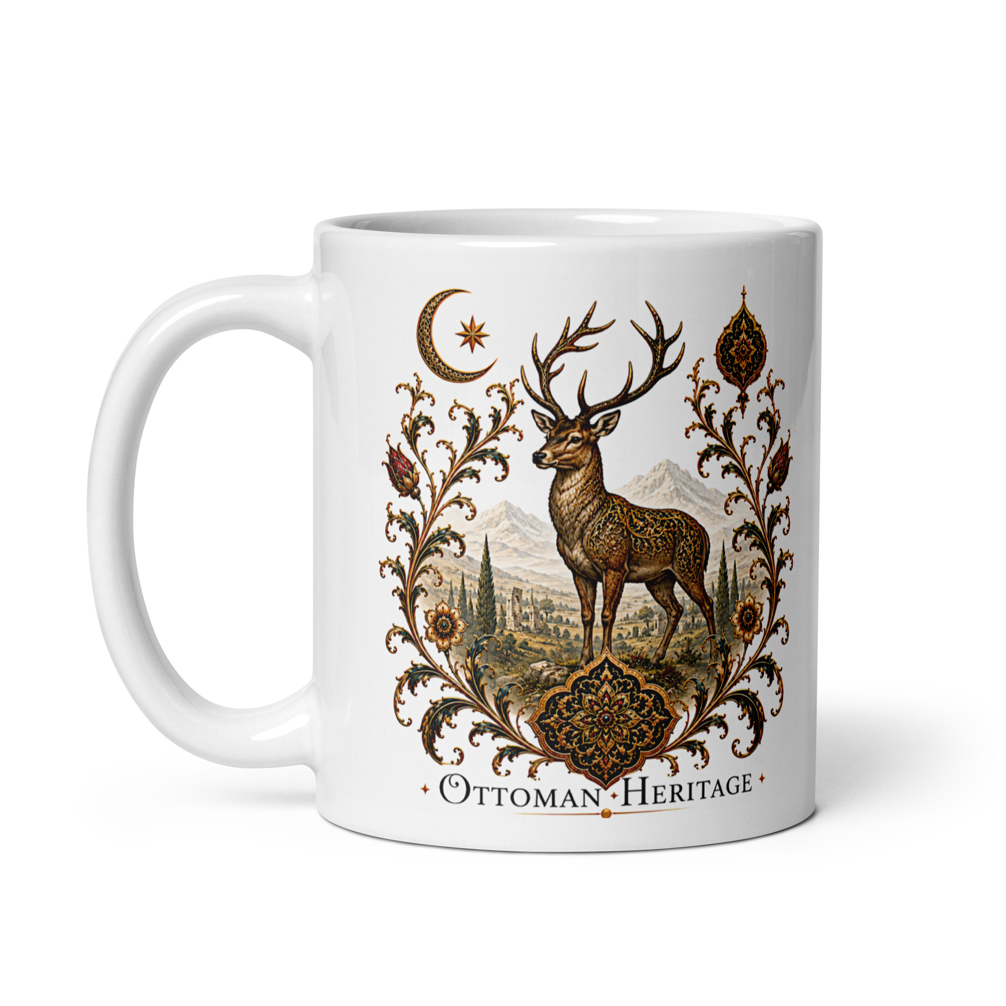 Kaffeetasse „Ottoman Heritage – Hirsch Anatoliens“ – Osmanisch inspiriertes Kunstmotiv