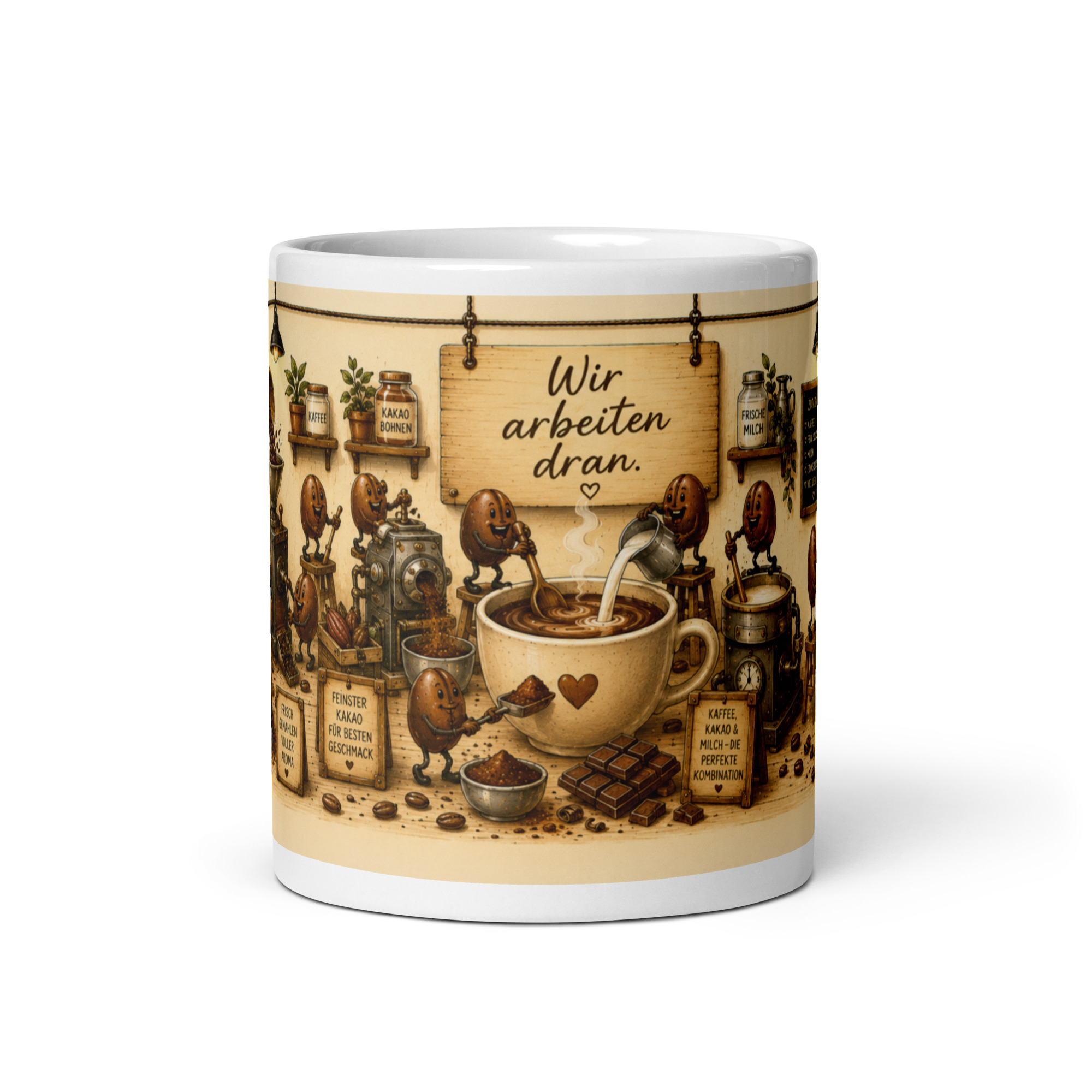 Kaffeetasse „Mocha – Wir arbeiten dran!“ – Panoramatasse mit Geschichte