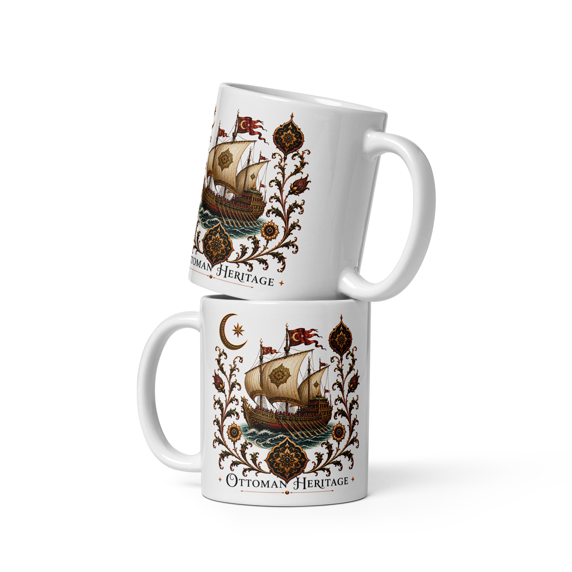 Kaffeetasse „Ottoman Heritage – Osmanische Galeere“ – Osmanisch inspiriertes Kunstmotiv der historischen Seefahrt