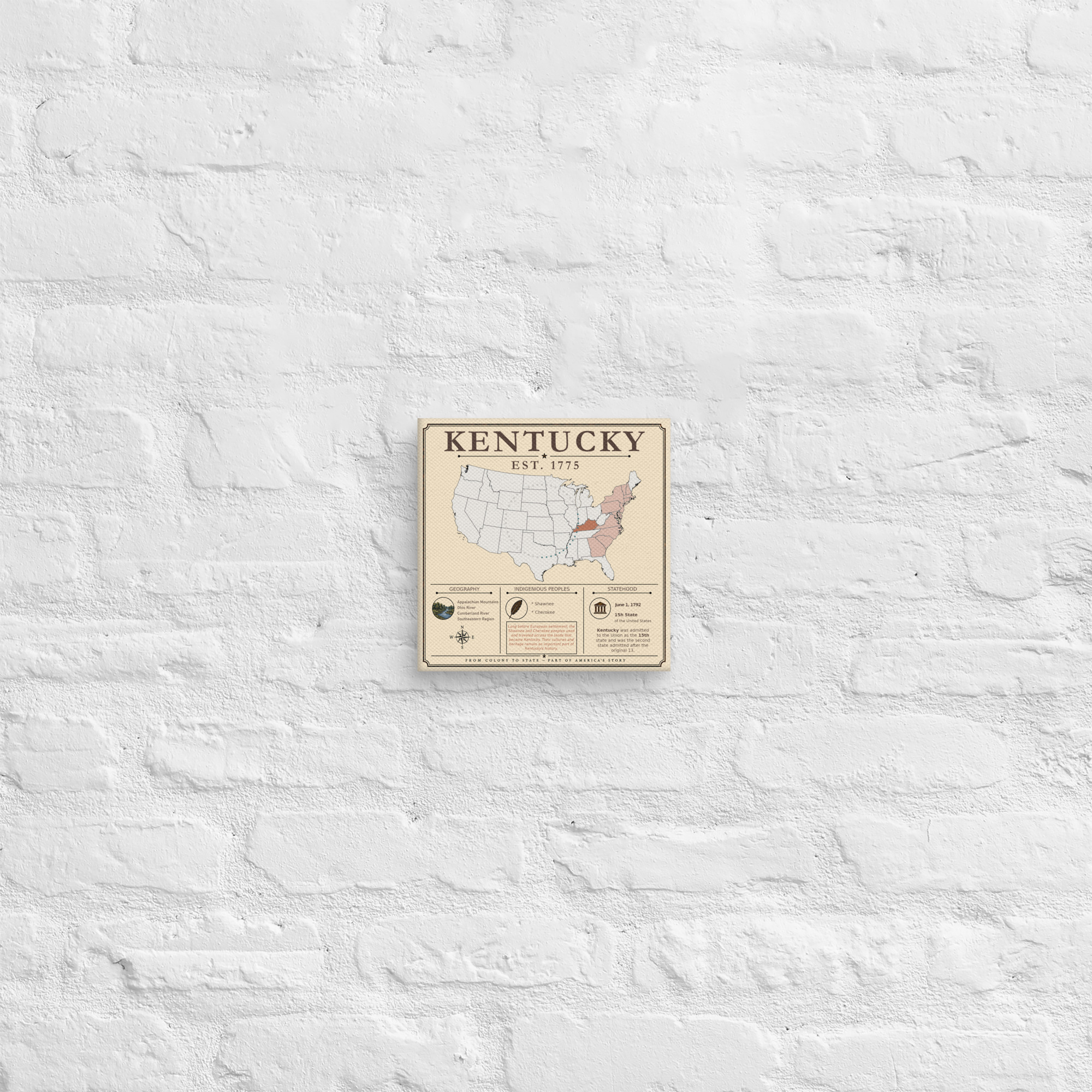 Kentucky – 15. Bundesstaat der USA | Historisches Keilrahmenbild